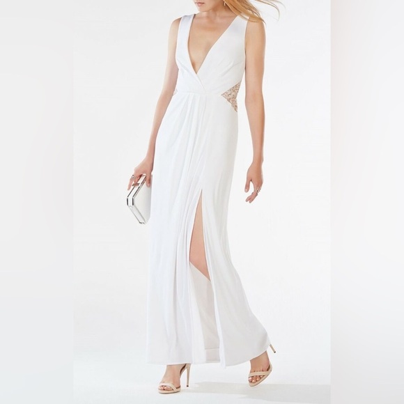 BCBG Maxazria white ‘Hasani’ embroidered gown, size 6